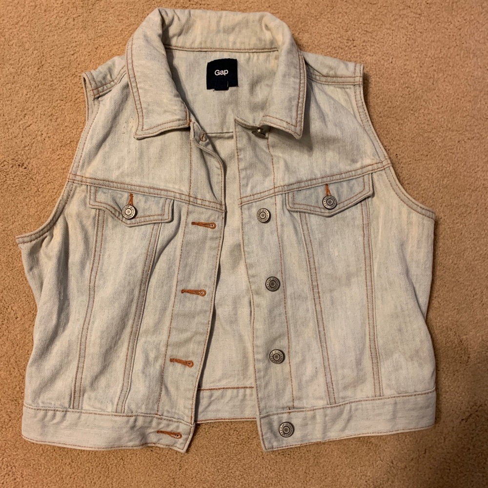 GAP Cropped Denim Vest, Medium